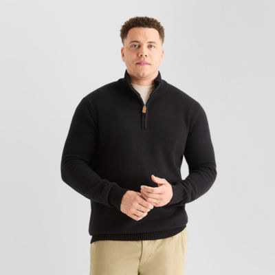 St. John's Bay Quarter Zip Big and Tall Mens Mock Neck Long Sleeve Pullover Sweater