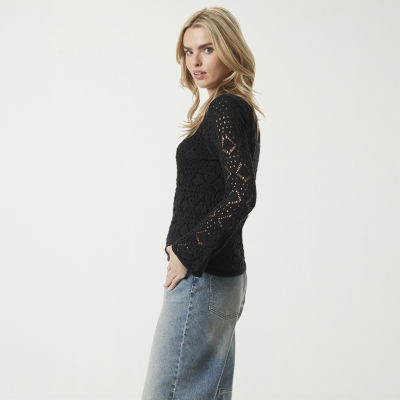 JS Jessica Simpson Womens Round Neck Long Sleeve Pullover Sweater