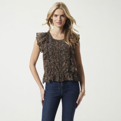 JS Jessica Simpson Womens Round Neck Sleeveless Blouse