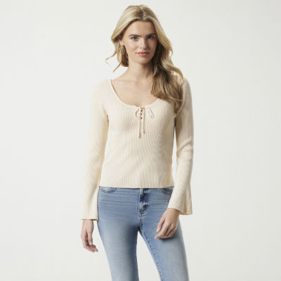 JS Jessica Simpson Womens Round Neck Long Sleeve Pullover Sweater