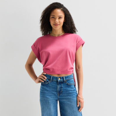 a.n.a Side Cinch Womens Crew Neck Short Sleeve T-Shirt