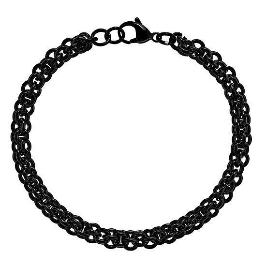 Mens Stainless Steel Black Ion-Plated Chain Bracelet