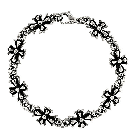 Mens Stainless Steel Cross Chain Bracelet