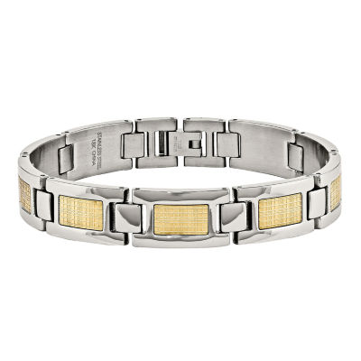 Mens Stainless Steel & 18K Yellow Gold Foil Chain Bracelet JCPenney