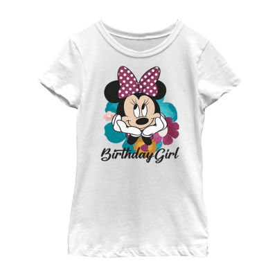 Little & Big Kid Girls Crew Neck Short Sleeve Slim Fit Minnie Mouse Graphic T-Shirt