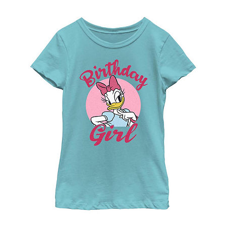 Little & Big Girls Disney Crew Neck Short Sleeve Mickey and Friends Graphic T-Shirt, Medium, Blue