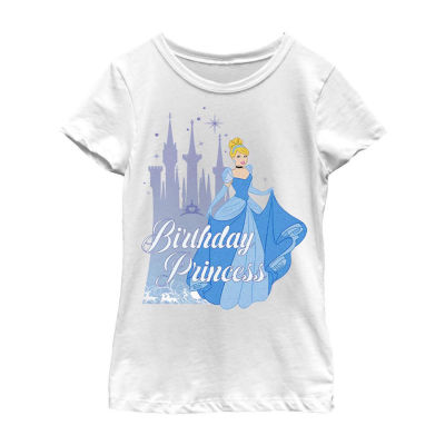 Disney Little & Big Kid Girls Crew Neck Short Sleeve Regular Fit Cinderella Graphic T-Shirt
