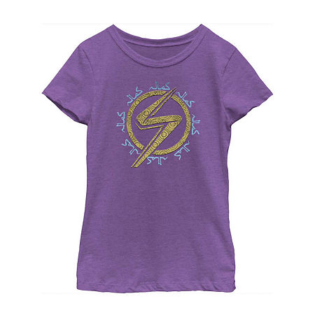 Little & Big Girls Crew Neck Short Sleeve Marvel Graphic T-Shirt, Large, Purple