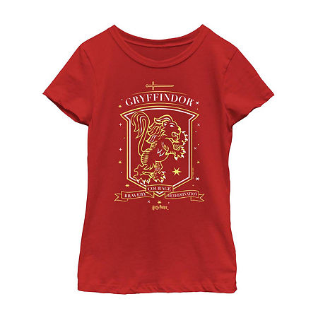 Little & Big Girls Crew Neck Short Sleeve Harry Potter Graphic T-Shirt, Large, Red