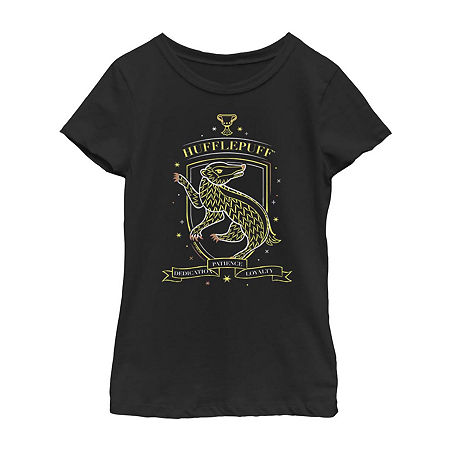 Little & Big Kid Girls Crew Neck Short Sleeve Regular Fit Harry Potter Graphic T-Shirt, X-small, Black