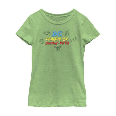Little & Big Girls Super-Pets Crew Neck Short Sleeve DC Comics Graphic T-Shirt
