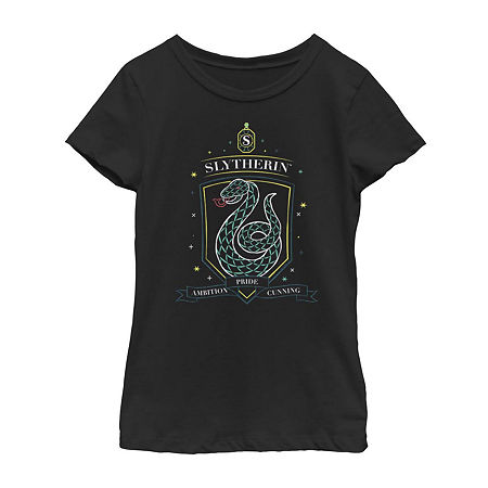 Little & Big Girls Crew Neck Short Sleeve Harry Potter Graphic T-Shirt, Large, Black