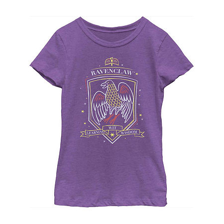 Little & Big Kid Girls Crew Neck Short Sleeve Regular Fit Harry Potter Graphic T-Shirt, Medium, Purple