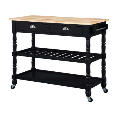French Country Butcher Block Counter Top Kitchen Cart with Wine Rack V2239 JCPenney