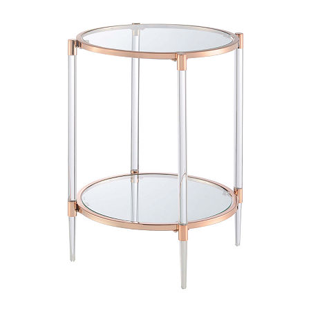 Royal Crest 2 Tier Acrylic Glass End Table, One Size, Pink