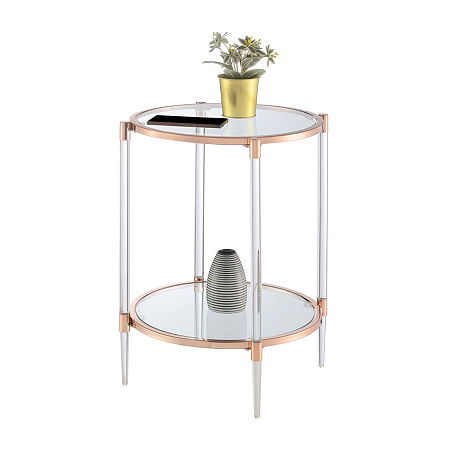 Royal Crest 2 Tier Acrylic Glass End Table, One Size, Pink