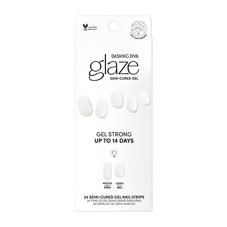 Dashing Diva Glaze Nail Strips Nail Appliques, One Size, White