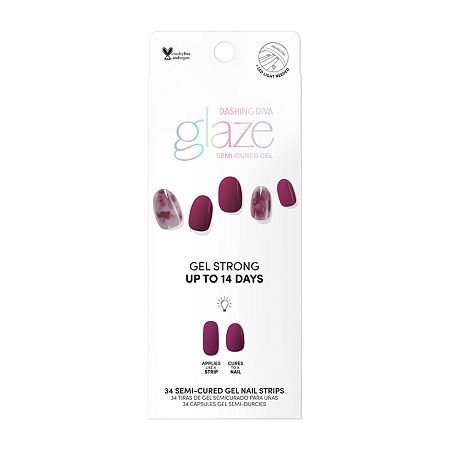 Dashing Diva Glaze Art Nail Strips Nail Appliques, One Size, Red