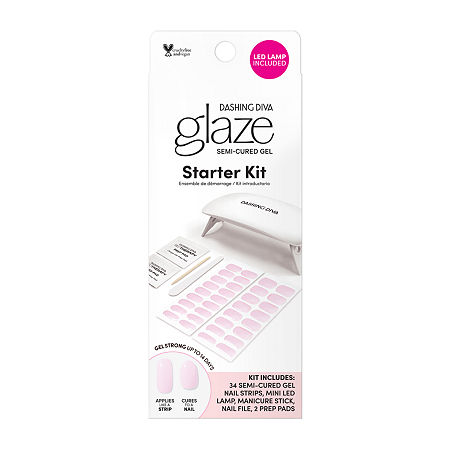 Dashing Diva Glaze Starter Kit Powder Pink Nail Appliques, One Size, Pink