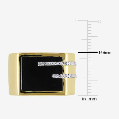 Mens 1/6 CT. T.W. Genuine Black Onyx 18K Gold Over Silver Fashion Ring
