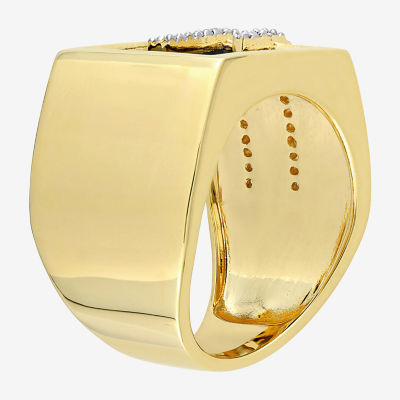 Mens 1/6 CT. T.W. Genuine Black Onyx 18K Gold Over Silver Fashion Ring