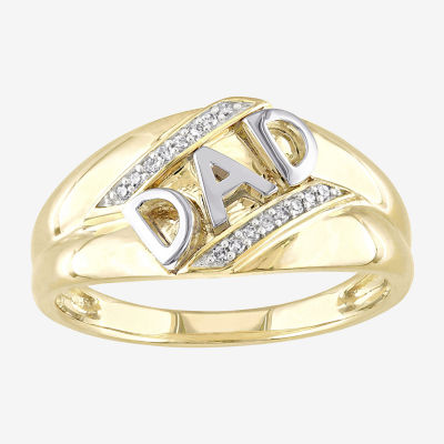 "Dad" Mens Diamond Accent Mined White 10K Gold Fashion Ring