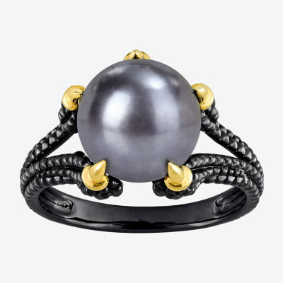 Mens Dark Pearl Ring Natural Carat Tahitian Black South Sea Pearl