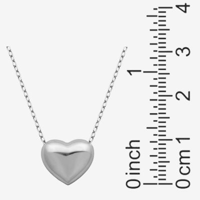 Sterling Silver Puffed Heart Pendant Necklace