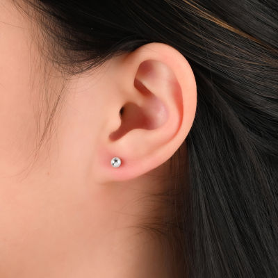 Womens Cubic Zirconia Sterling Silver Ball 3 Pair Earring Set