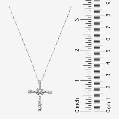 DiamonArt® Cubic Zirconia Sterling Silver Cross Pendant Necklace