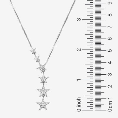 Womens 1/2 CT. T.W. Cubic Zirconia Sterling Silver Star Y Necklace