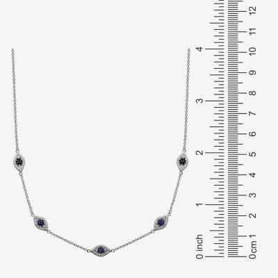 Diamonart Womens 16 Inch 1 CT. T.W. White Cubic Zirconia & Black Spinel Sterling Silver Evil Eye Link Necklace Round