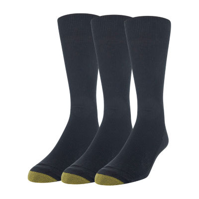 Gold Toe Cotton Metropolitan Dress 3 Pair Crew Socks Mens