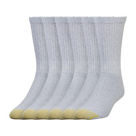 Gold Toe Athletic Sport 6 Pair Crew Socks Mens, 10-13, Gray