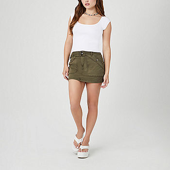 Forever 21 Cargo Twill Mini Womens Low Rise A-Line Skirt-Juniors