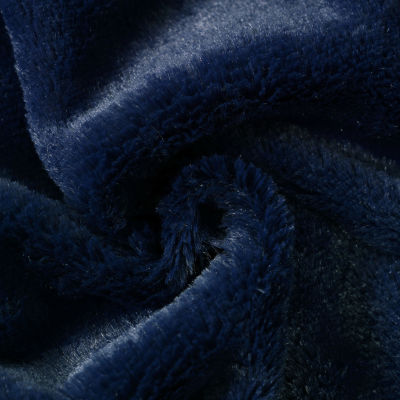 Oxford Chambray Printed Plush Reverse to Faux Fur Blanket