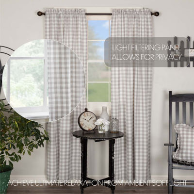 Vhc Brands Annie Check Rod Pocket Light-Filtering Set of 2 Curtain Panel