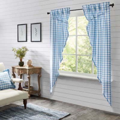 Vhc Brands Annie Check Prairie Rod Pocket Light-Filtering Set of 2 Curtain Panel