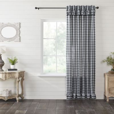 Vhc Brands Annie Check Ruffle Light-Filtering Rod Pocket Single Curtain Panel