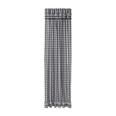 Vhc Brands Annie Check Ruffle Light-Filtering Rod Pocket Single Curtain Panel