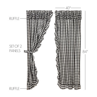 Vhc Brands Annie Check Ruffle Light-Filtering Rod Pocket Set of 2 Curtain Panel