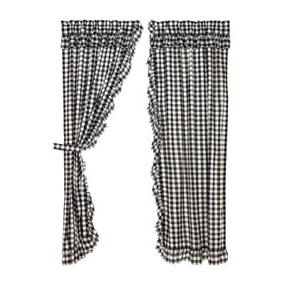 Vhc Brands Annie Check Ruffle Light-Filtering Rod Pocket Set of 2 Curtain Panel