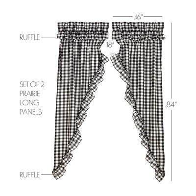 Vhc Brands Annie Check Ruffle Light-Filtering Rod Pocket Set of 2 Curtain Panel