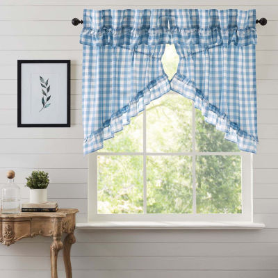 Vhc Brands Annie Check Ruffle Prairie Rod Pocket Tailored Valance