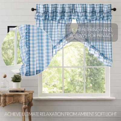 Vhc Brands Annie Check Ruffle Prairie Rod Pocket Tailored Valance
