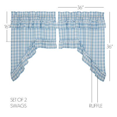 Vhc Brands Annie Check Ruffle Rod Pocket Tailored Valance