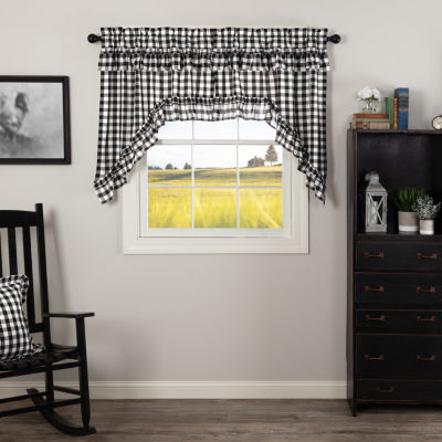 Vhc Brands Annie Check Ruffle Rod Pocket Tailored Valances