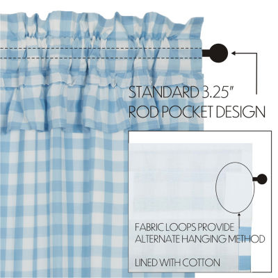 Vhc Brands Annie Check Ruffle Rod Pocket Tailored Valance
