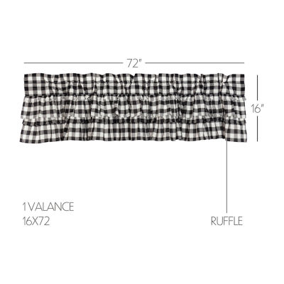 Vhc Brands Annie Check Ruffle Rod Pocket Tailored Valance