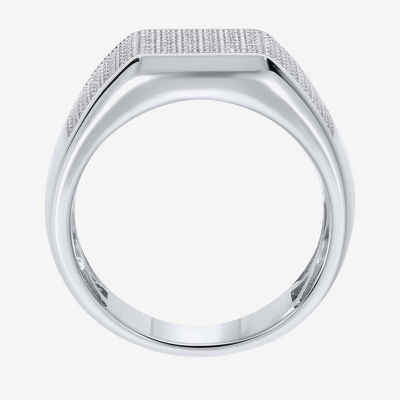 Mens 1/3 CT. T.W. Mined White Diamond Sterling Silver Fashion Ring